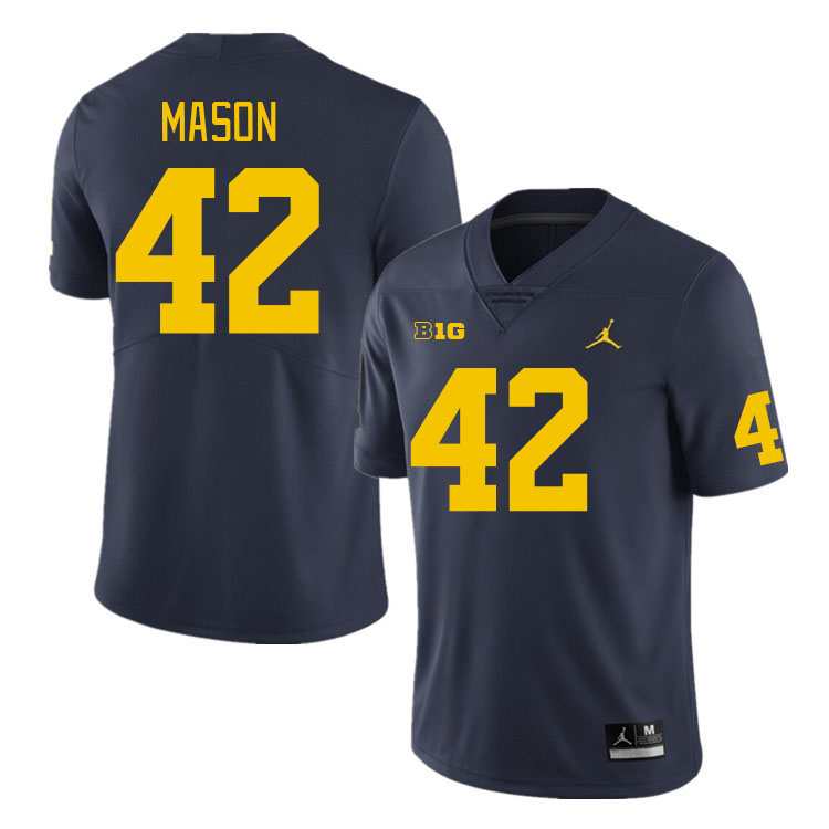 Michigan Wolverines #42 Ben Mason College Football Jerseys Stitched Sale-Navy